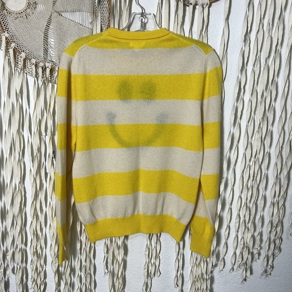 Minnie Rose Cashmere Stripe Happy Face Sweater Size XS - Picture 5 of 10
